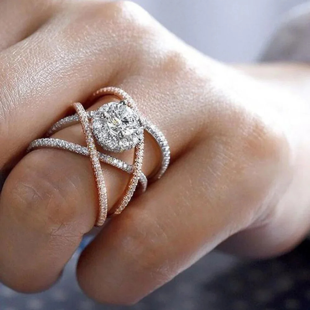 🔥 Cross Fashion Party Round Zircon Trendy Rings for Women, EVGG1139